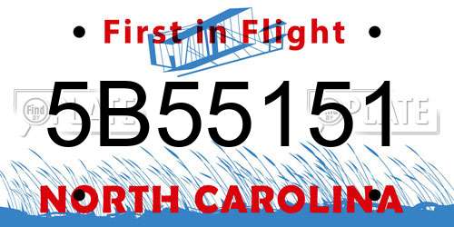 5B55151 North Carolina License Plate