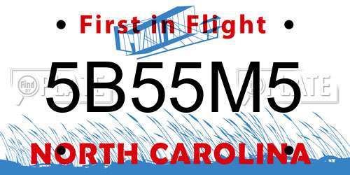 5B55M5 North Carolina License Plate