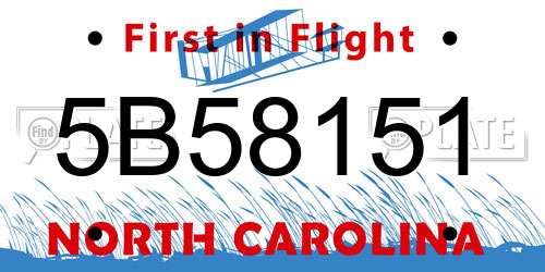 5B58151 North Carolina License Plate