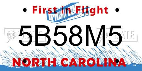 5B58M5 North Carolina License Plate