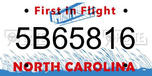 5B65816 North Carolina License Plate