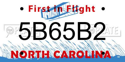5B65B2 North Carolina License Plate
