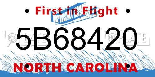 5B68420 North Carolina License Plate
