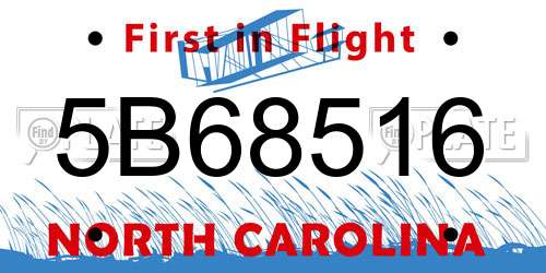5B68516 North Carolina License Plate