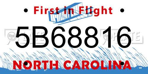 5B68816 North Carolina License Plate