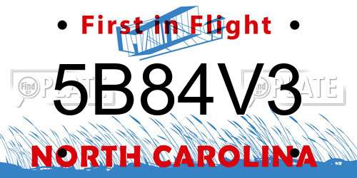 5B84V3 North Carolina License Plate