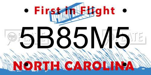 5B85M5 North Carolina License Plate