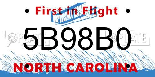 5B98B0 North Carolina License Plate
