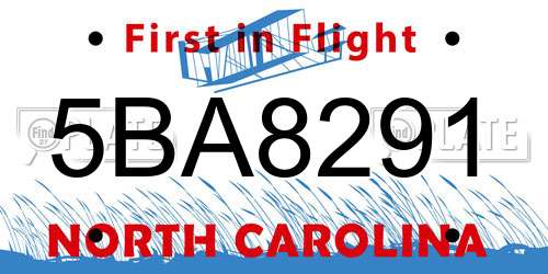 5BA8291 North Carolina License Plate