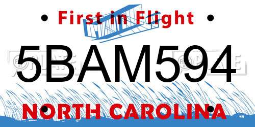 5BAM594 North Carolina License Plate
