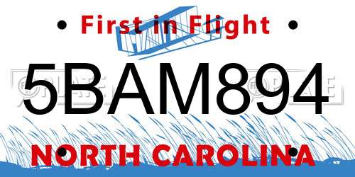 5BAM894 North Carolina License Plate