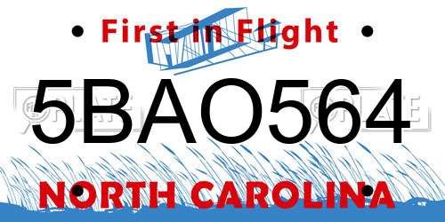 5BAO564 North Carolina License Plate