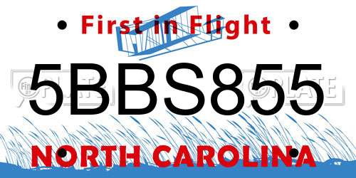 5BBS855 North Carolina License Plate