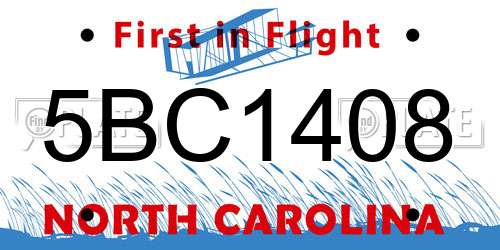 5BC1408 North Carolina License Plate