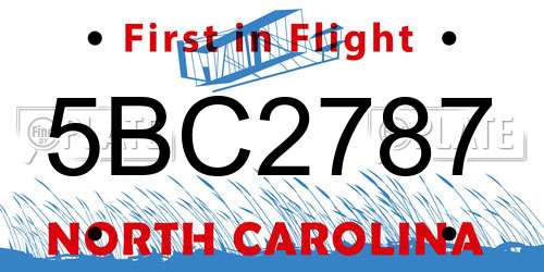 5BC2787 North Carolina License Plate