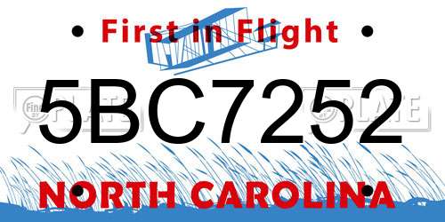 5BC7252 North Carolina License Plate