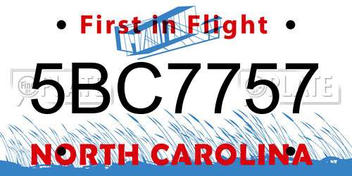 5BC7757 North Carolina License Plate