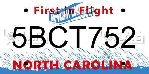 5BCT752 North Carolina License Plate