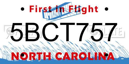 5BCT757 North Carolina License Plate