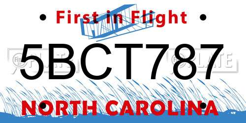 5BCT787 North Carolina License Plate