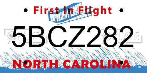 5BCZ282 North Carolina License Plate