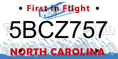 5BCZ757 North Carolina License Plate