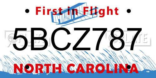 5BCZ787 North Carolina License Plate