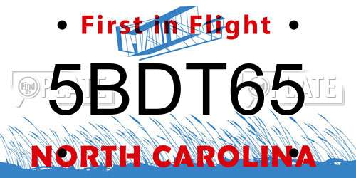 5BDT65 North Carolina License Plate