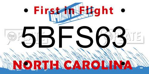 5BFS63 North Carolina License Plate