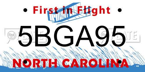 5BGA95 North Carolina License Plate