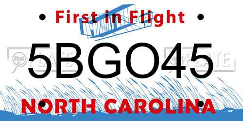 5BGO45 North Carolina License Plate