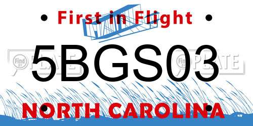 5BGS03 North Carolina License Plate