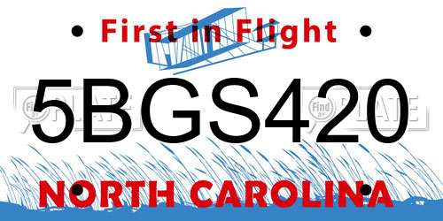 5BGS420 North Carolina License Plate