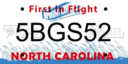 5BGS52 North Carolina License Plate