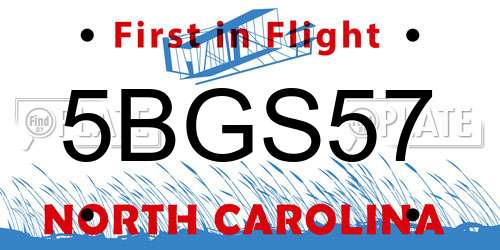 5BGS57 North Carolina License Plate
