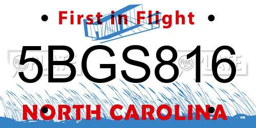 5BGS816 North Carolina License Plate