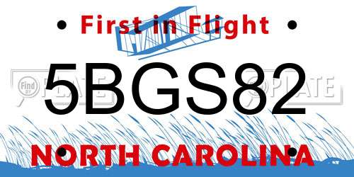 5BGS82 North Carolina License Plate