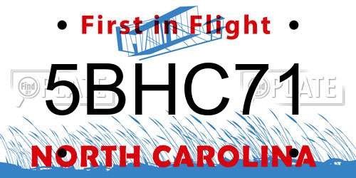 5BHC71 North Carolina License Plate