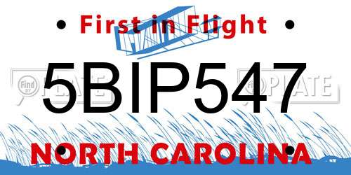 5BIP547 North Carolina License Plate