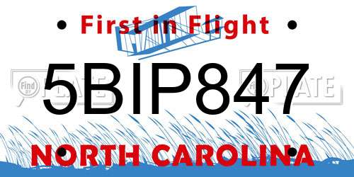 5BIP847 North Carolina License Plate