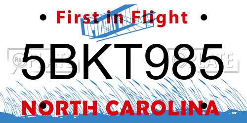 5BKT985 North Carolina License Plate
