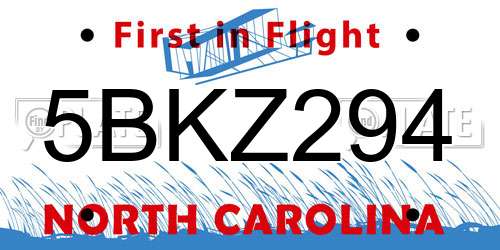 5BKZ294 North Carolina License Plate