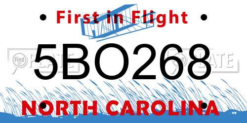 5BO268 North Carolina License Plate