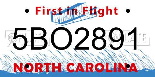 5BO2891 North Carolina License Plate