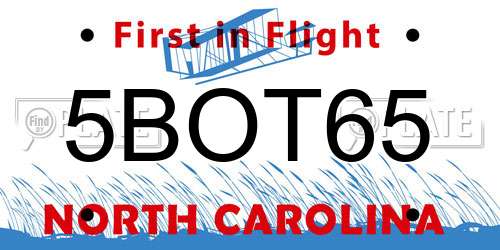 5BOT65 North Carolina License Plate