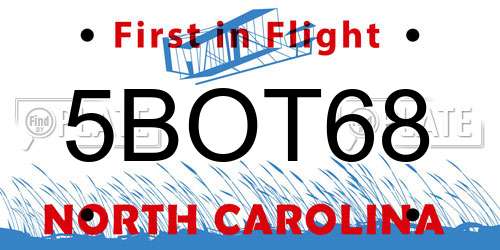 5BOT68 North Carolina License Plate