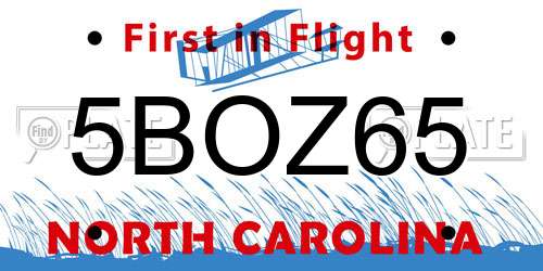5BOZ65 North Carolina License Plate