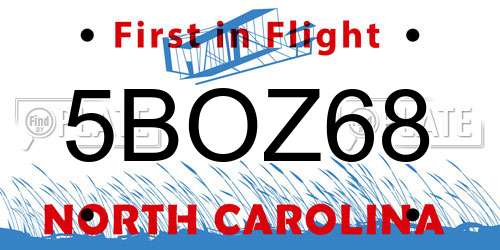 5BOZ68 North Carolina License Plate
