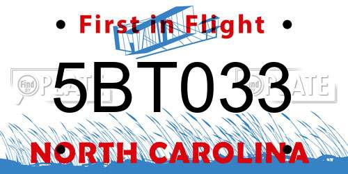 5BT033 North Carolina License Plate