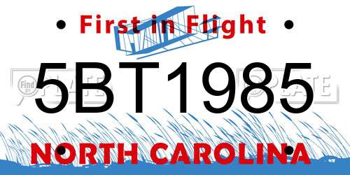 5BT1985 North Carolina License Plate
